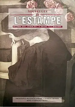 Cover page of Nouvelles de l'estampe n. 233-234 (mars 2011) with Alfredo Müller, "Femme lisant aux fleurs". 1897. Etching in colours 64,3 x 51,7 cm. Exh. Vollard 1898. BnF, département des Estampes. Koehl E44