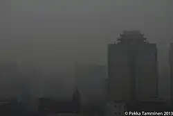 Cityscape in a dense smog