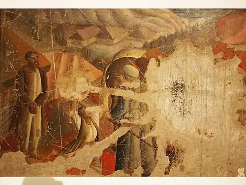 Sedlyar's half-destroyed painting "Shooting in Mezhyhirya" - Canvas, tempera - (1927)