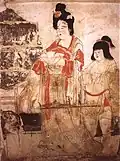 Mural Painting of a woman from Tomb of Wang Ch'u-chih (王處直), Five Dynasties and Ten Kingdoms.