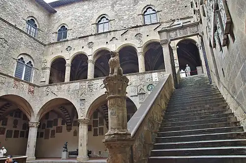 Stairs and inner courtyard of the Bargello in Florence (begun 1255)
