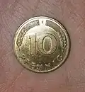 10 pfennig coin used in the Federal Republic of Germany until 2001