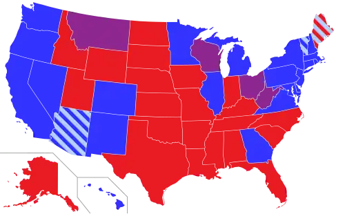 Map of the Senate composition by state and party, as of Jan 3, 2023