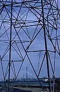 Smelter (background), power line pole (foreground).