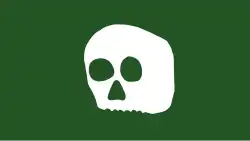 A green Barbary corsairs flag with a skull on it.[15]