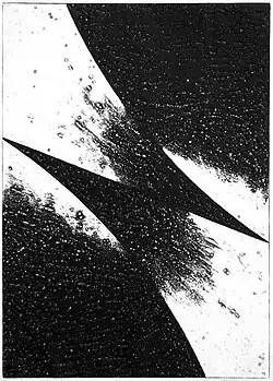 Two Spikes (Two Parabolas on the Diagonal), collograph, 1965