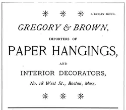 Advertisement, Gregory & Brown, West St., Boston, 1887