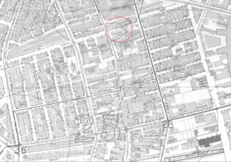 Detail of 1896 map of Boston, showing location of Columbia Theatre