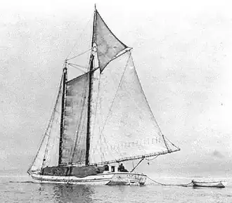 Historic photo of Alma under sail, taken about 1900