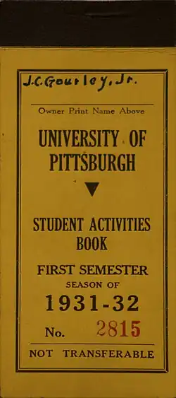 1931 Student Football Ticket Book