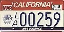A background consisting of the colors white, red, and blue. At the top, “California” is shown in white text.