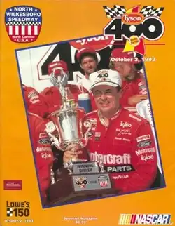 The 1993 Tyson Holly Farms 400 program cover, featuring Geoff Bodine.