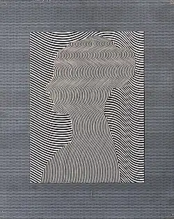 Jiří Kolář, Portrait - Bridget Riley (1967), prollage