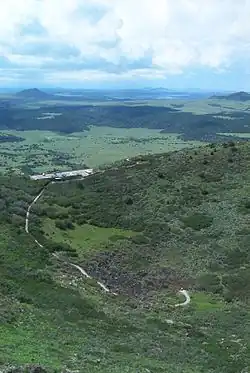 A trail leads from the parking lot to the crater floor.