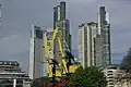 Construction (foreground) ongoing near the skyscrapers' area, with the El Faro Towers (back left) in the background.