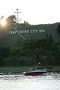 Coast Guard City USA sign on Dewey Hill