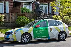 Google Maps car and camera used for collecting Street View data in Steveston, Canada