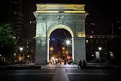 South face of the Washington Arch at night
