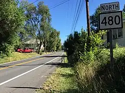 View north along WV 480 at CR 48/3 in Kearneysville