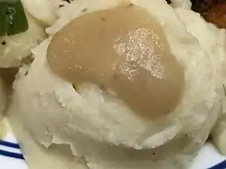 Mashed potatoes and gravy from an American supermarket