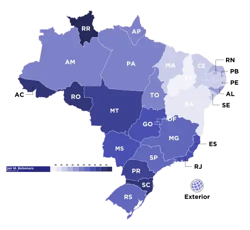 Jair Bolsonaro (PL) vote distribution