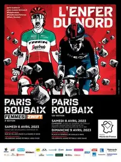 Event poster, featuring 2022 winners Elisa Longo Borghini and Dylan van Baarle