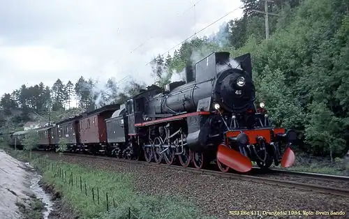 Vintage train near Drangedal in 1984