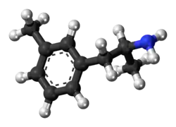 Ball-and-stick model of the 3-methylamphetamine molecule
