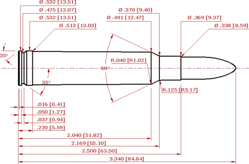 338 Winchester Magnum Cartridge Schematic