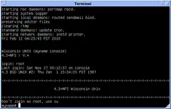 Black and white 4.3 BSD UWisc VAX Emulation Login screenshot
