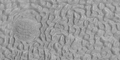 Brain terrain being formed, as seen by HiRISE under HiWish program