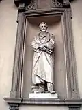 Statue by F. Barzaghi, on the loggia of Brera Academy, Milan