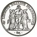 Commemorative 5-franc piece (1996), Hercules in center