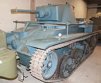 The surviving L-10 (strv m/31) in Swedish Tank Museum Arsenalens storage unit.
