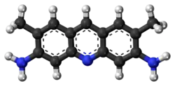Ball-and-stick model of the acridine yellow molecule