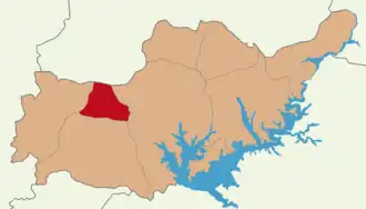 Map showing Tut District in Adıyaman Province