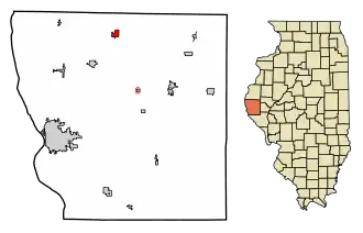 Location of Loraine in Adams County, Illinois.
