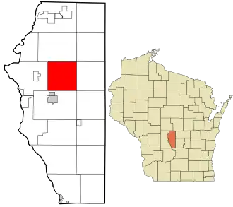 Location in Adams County and the state of Wisconsin.