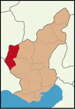 Map showing Pozantı District in Adana Province