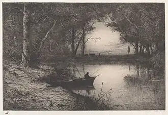A Fisherman in a Wooded Pond at Evening, 1887, National Gallery of Art