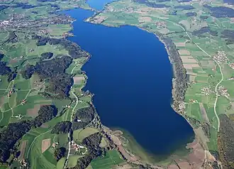 Aerial view of Waginger See from the southeast