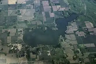 Aerial view of Hendricks, Minnesota, on Lake Hendricks