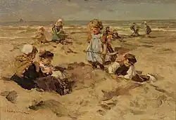 Johannes Akkeringa: Kinderen aan het strand.
