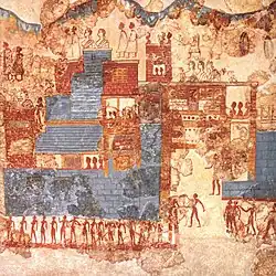 Detail of the town in the Sea Procession (full image above) marine landscape from Akrotiri