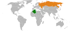 Map indicating locations of Algeria and Russia