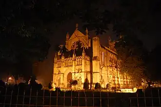 The Gothic Revival style All Saints Cathedral, Allahabad illuminated at night[190]