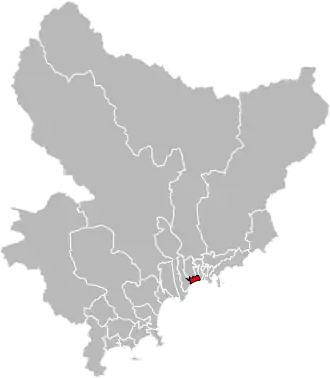 Situation of the canton of Nice-1 in the department of Alpes-Maritimes
