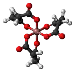 Ball-and-stick model of the aluminium acetoacetate molecule