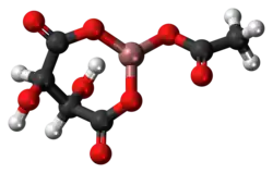 Ball-and-stick model of the aluminium acetotartrate molecule