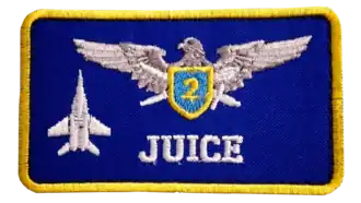 Name tag of Ukrainian 2nd Class fighter pilot "Juice"